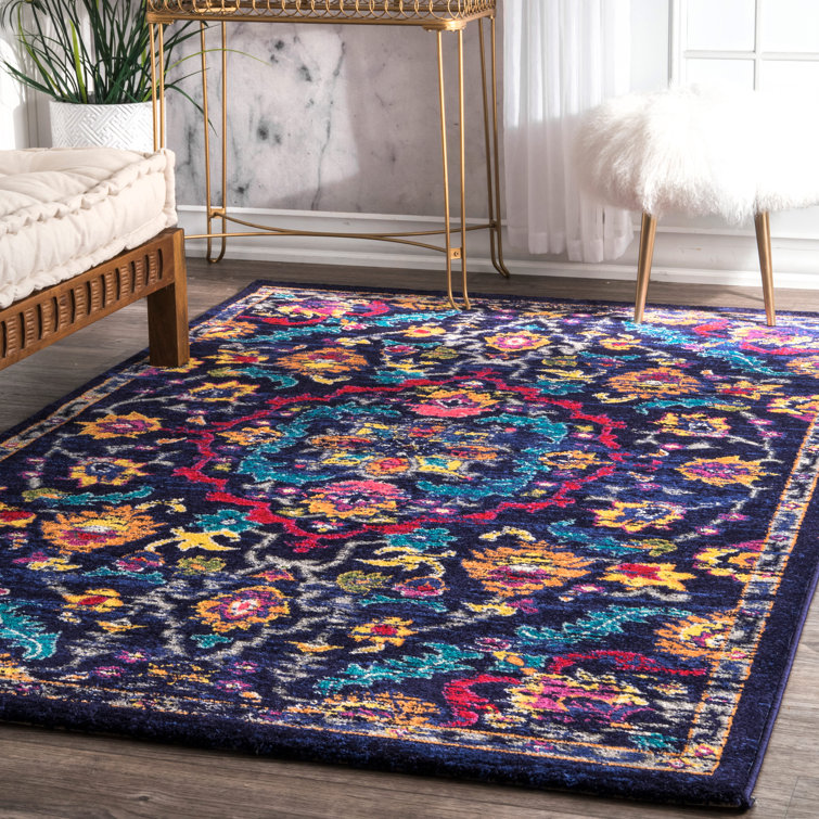 Bungalow Rose Howard Oriental Blue Area Rug & Reviews Wayfair